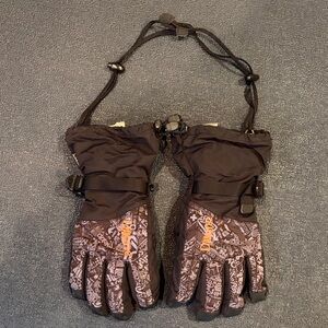 Spyder Black and Gray Patterned Gloves